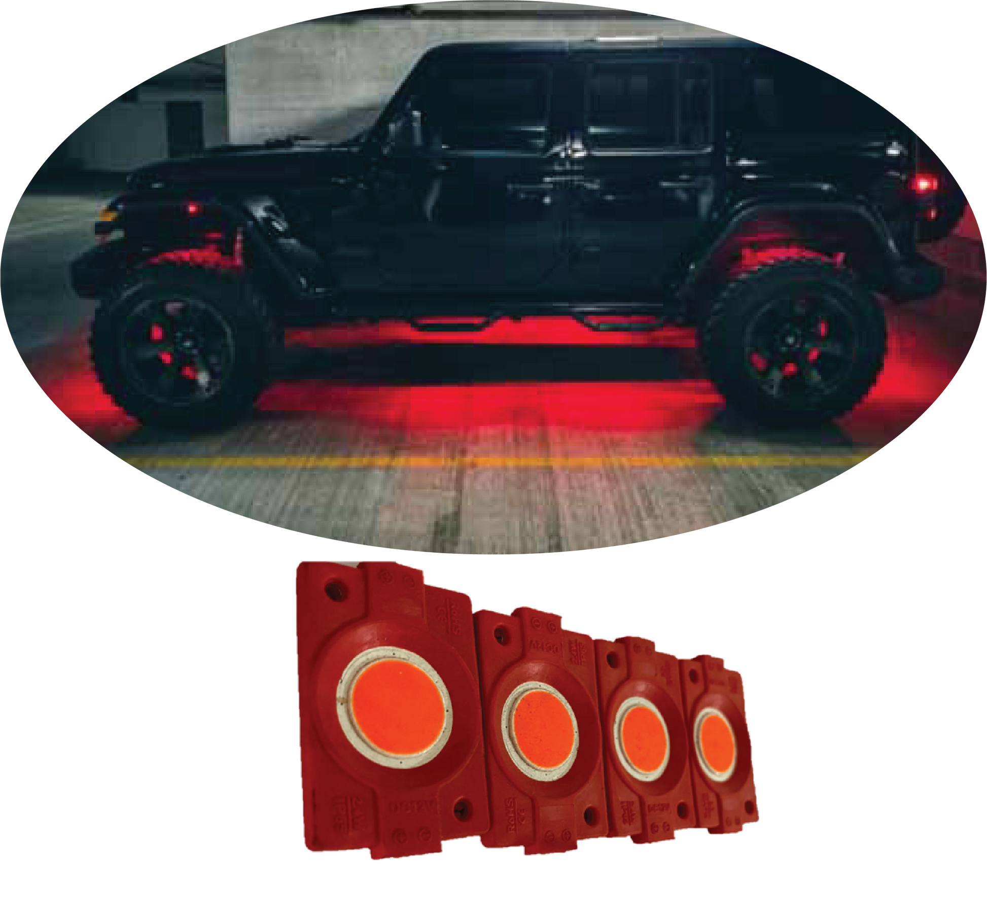 hjg Sunny Day RED IMPORTED Underglow PATCH LIGHTS Front Rear