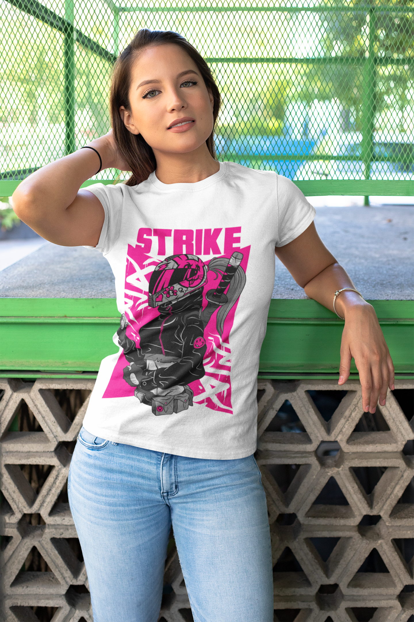 STRIKE T-Shirt for Women (Hot Pink Graphic) | BIKERSTORE.IN - bikerstore.in