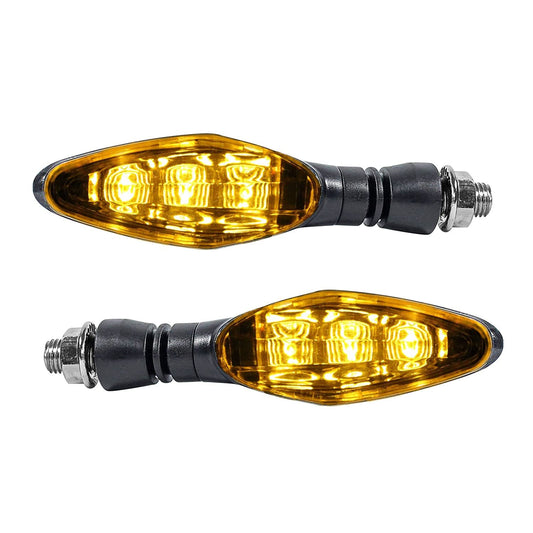 3 LED Universal Motorcycle Bright LED Amber Turn Signal Light Indicator Brake Lamps for All Bike Bike ( Pack of 2, Color Amber ) - bikerstore.in